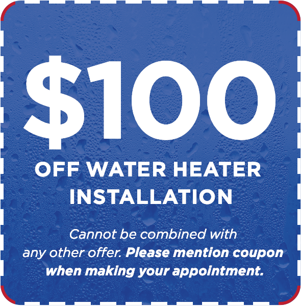 $100 Off Water Heater Install